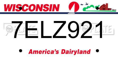 7ELZ921 Wisconsin License Plate