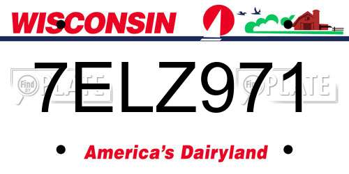 7ELZ971 Wisconsin License Plate