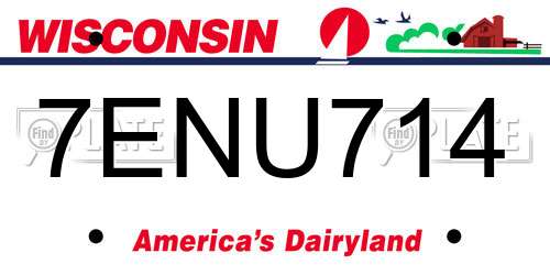 7ENU714 Wisconsin License Plate