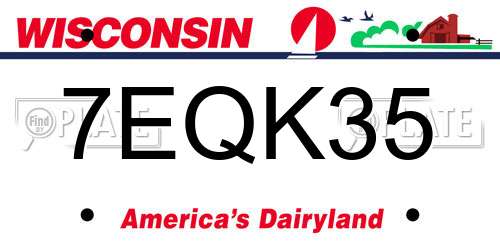7EQK35 Wisconsin License Plate
