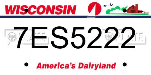 7ES5222 Wisconsin License Plate