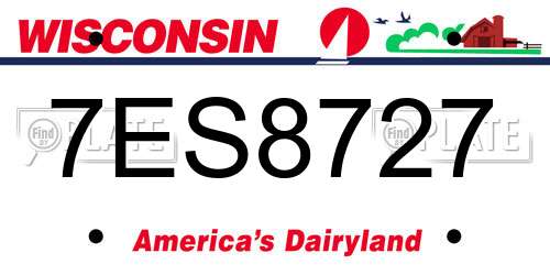 7ES8727 Wisconsin License Plate