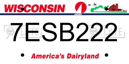 7ESB222 Wisconsin License Plate
