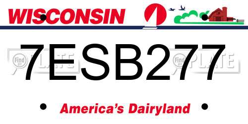 7ESB277 Wisconsin License Plate