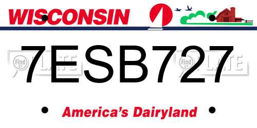7ESB727 Wisconsin License Plate