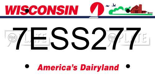 7ESS277 Wisconsin License Plate