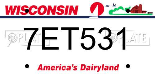 7ET531 Wisconsin License Plate