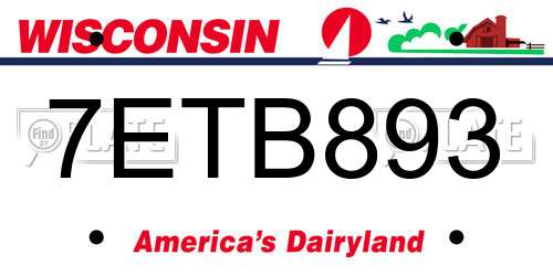 7ETB893 Wisconsin License Plate