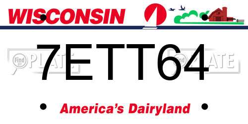7ETT64 Wisconsin License Plate