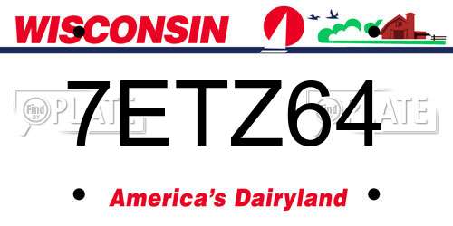 7ETZ64 Wisconsin License Plate