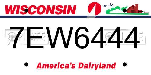 7EW6444 Wisconsin License Plate