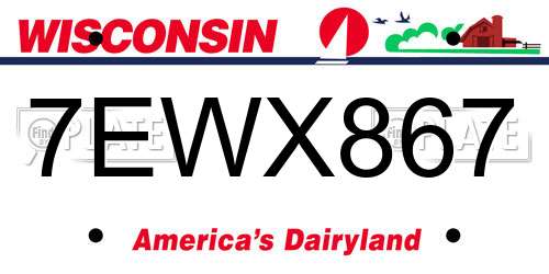 7EWX867 Wisconsin License Plate