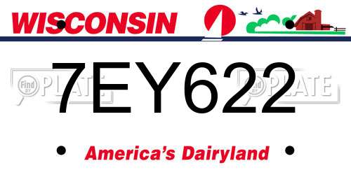 7EY622 Wisconsin License Plate