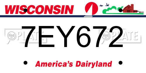 7EY672 Wisconsin License Plate
