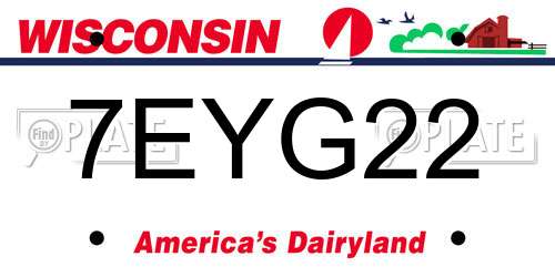 7EYG22 Wisconsin License Plate