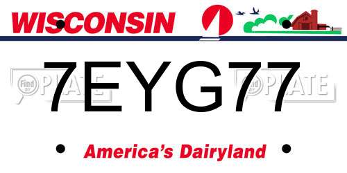 7EYG77 Wisconsin License Plate
