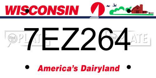 7EZ264 Wisconsin License Plate
