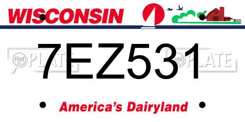 7EZ531 Wisconsin License Plate