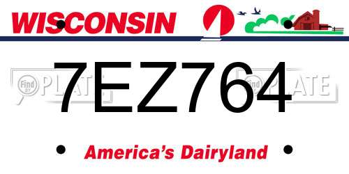 7EZ764 Wisconsin License Plate