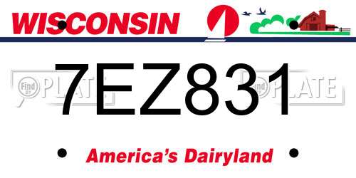 7EZ831 Wisconsin License Plate