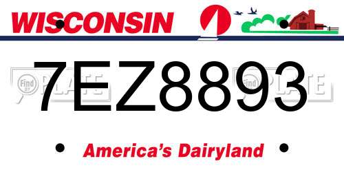 7EZ8893 Wisconsin License Plate