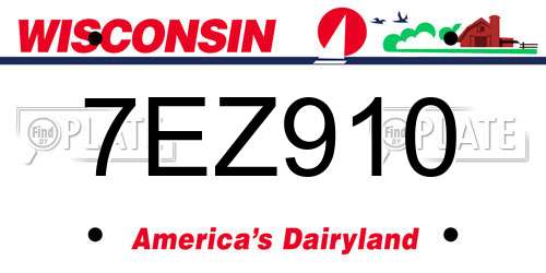7EZ910 Wisconsin License Plate