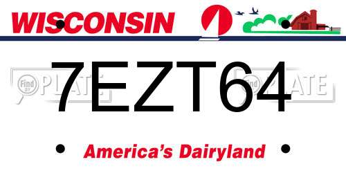 7EZT64 Wisconsin License Plate