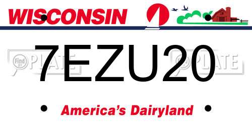 7EZU20 Wisconsin License Plate