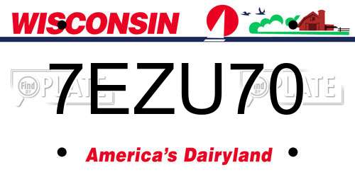 7EZU70 Wisconsin License Plate