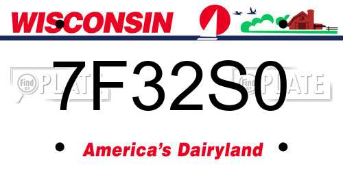 7F32S0 Wisconsin License Plate