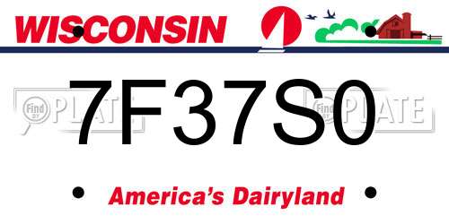 7F37S0 Wisconsin License Plate