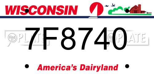 7F8740 Wisconsin License Plate