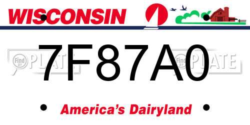 7F87A0 Wisconsin License Plate
