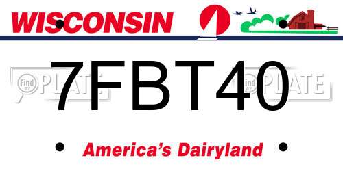 7FBT40 Wisconsin License Plate
