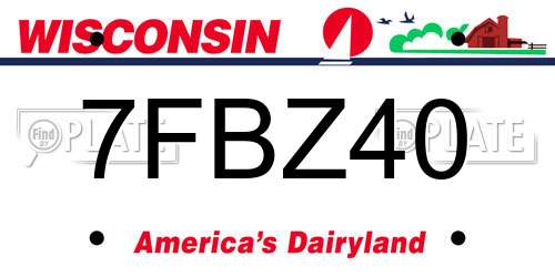 7FBZ40 Wisconsin License Plate
