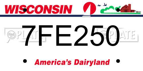 7FE250 Wisconsin License Plate