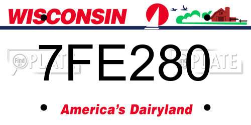 7FE280 Wisconsin License Plate