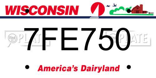 7FE750 Wisconsin License Plate