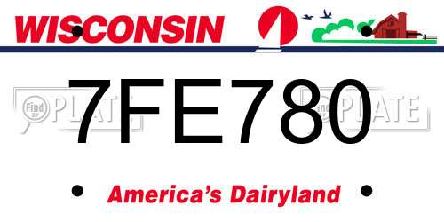 7FE780 Wisconsin License Plate