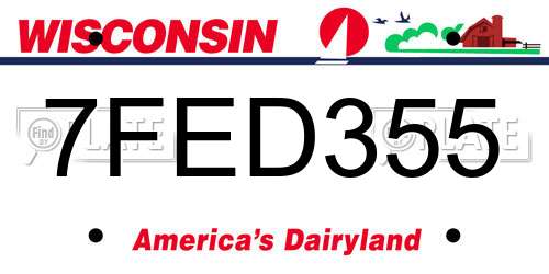 7FED355 Wisconsin License Plate