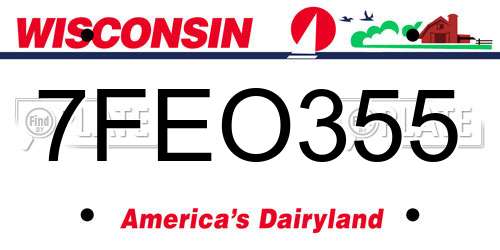 7FEO355 Wisconsin License Plate