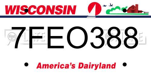 7FEO388 Wisconsin License Plate