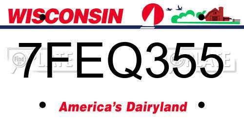 7FEQ355 Wisconsin License Plate