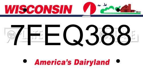 7FEQ388 Wisconsin License Plate