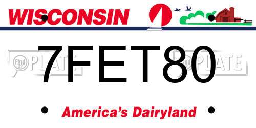 7FET80 Wisconsin License Plate