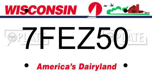 7FEZ50 Wisconsin License Plate