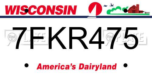7FKR475 Wisconsin License Plate