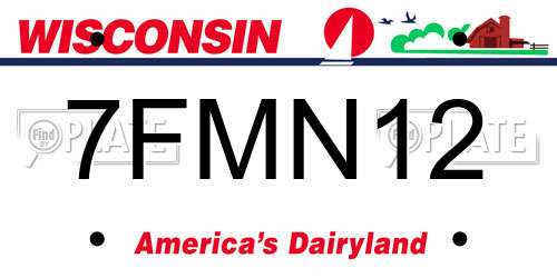 7FMN12 Wisconsin License Plate
