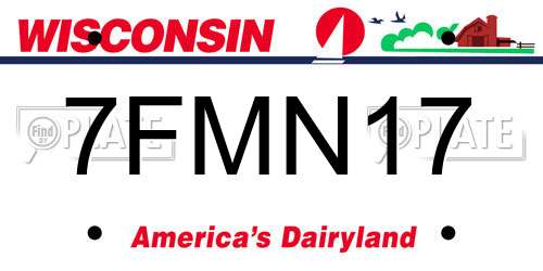 7FMN17 Wisconsin License Plate