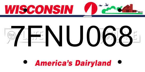 7FNU068 Wisconsin License Plate